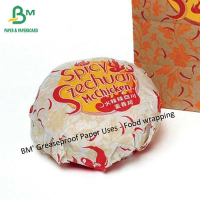 50g Greaseproof Paper Food Grade Printable White Burger Wrapper Sandwich Packaging