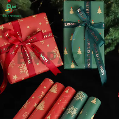 60gsm Custom Printed Christmas Gift Wrapping Packing Paper Roll 43cm x 300 cm