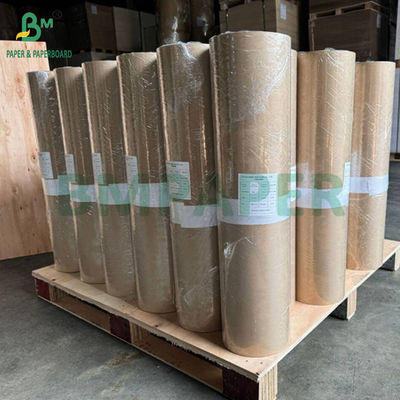 60gram 30in Width 1 Side MG Pure Brown Ribbed Kraft Paper For Package