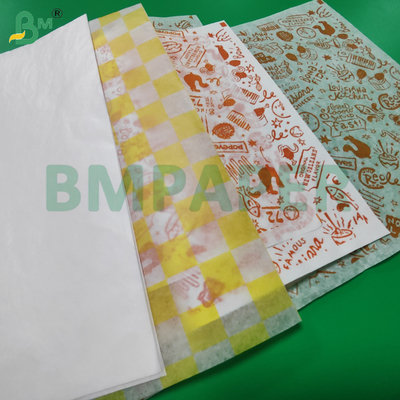 30gsm 32gsm Wax Coated Food Grade Wrapping Paper For Hamburger 14'' x 18''