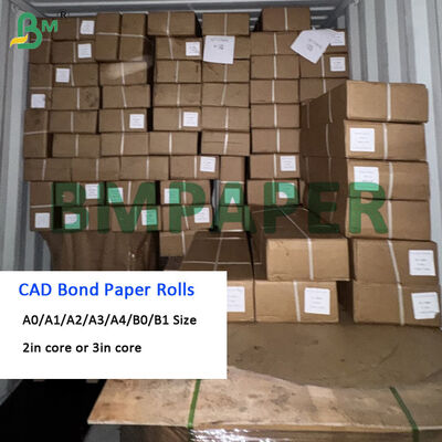 A0 Size 80gsm CAD Bond Paper Rolls 841mm X 50m 100m 150m 