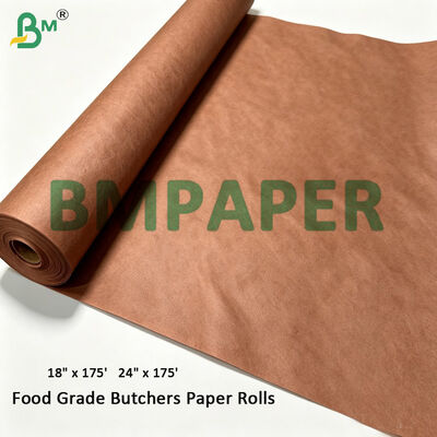 18" Food Grade Butchers Kraft Paper Rolls Pink Color, 60gsm x 18" wide x 175' length